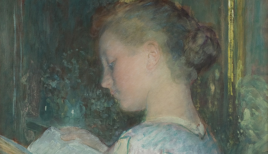 François Guiguet (1860-1937) La Liseuse, vers 1900 Huile sur toile, 61 x 50 cm Centre national des arts plastiques, FNAC 5415 Dépôt au musée d’Art et d’Histoire de Dreux © Domaine public / Cnap / Musée d’art et d’histoire Marcel Dessal – Mairie de Dreux Les lettres de la colline